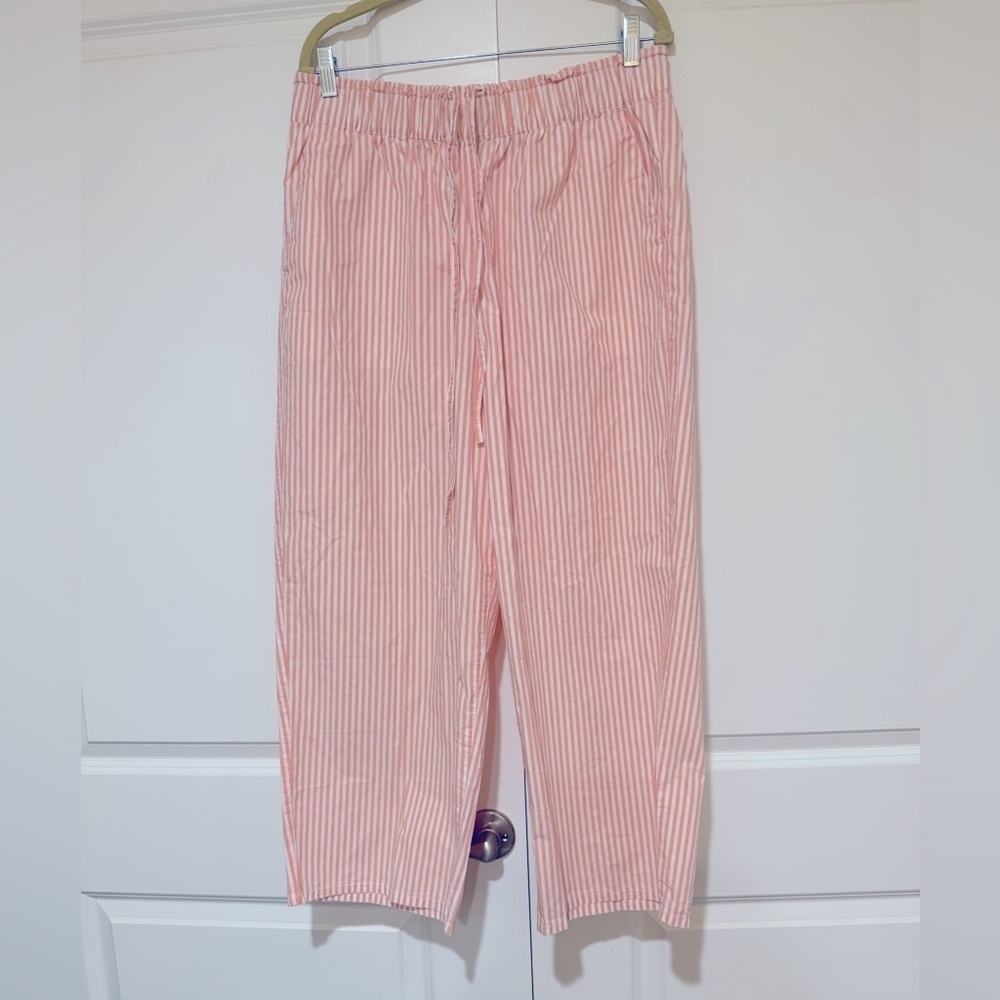 J.Crew Pajama pant in Light coral/white stripe cotton poplin CA420 - size L NWOT